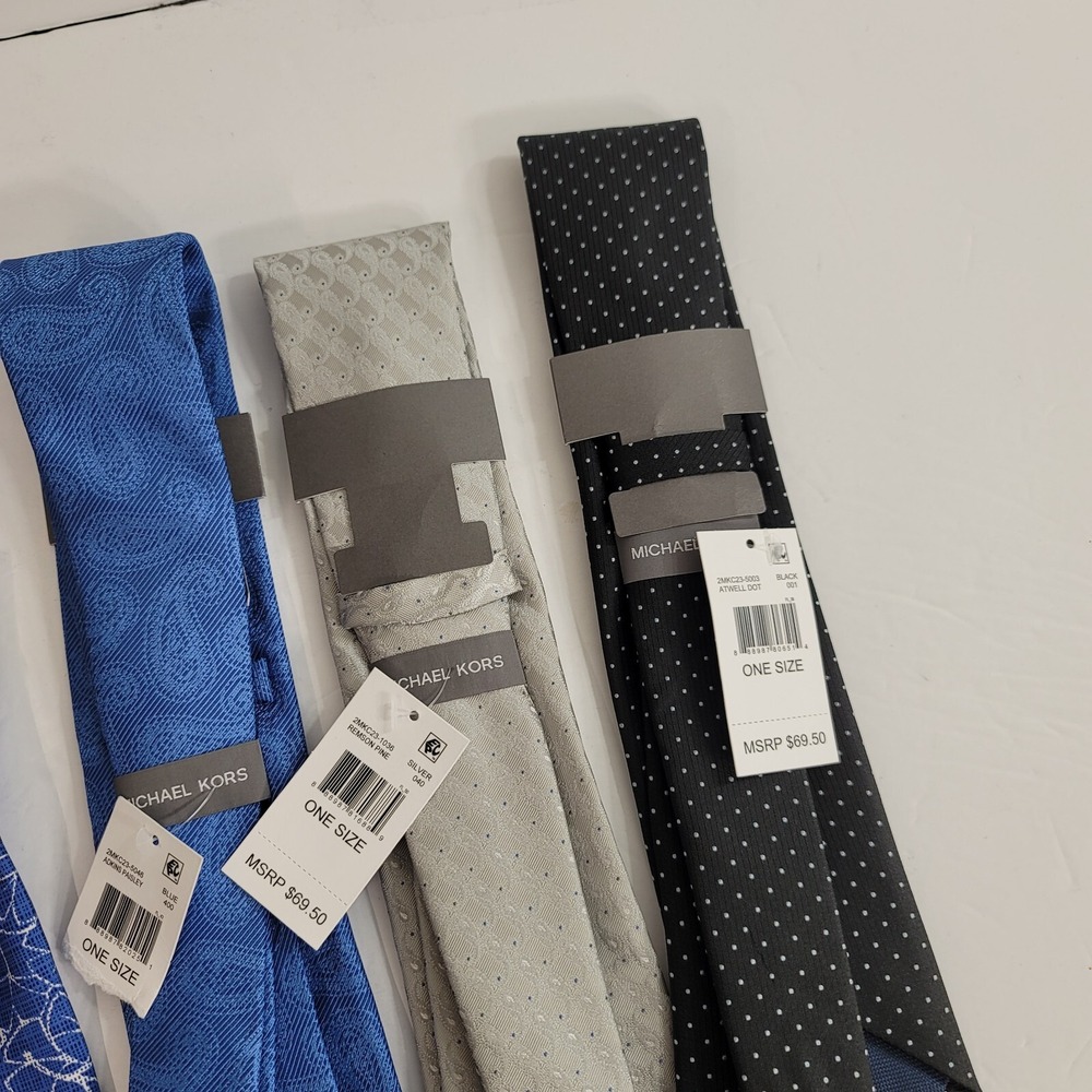 Michael Kors Necktie Lot Mens‎ One Size 4 Ties Various Colors and Patterns NEW - Picture 6 of 7